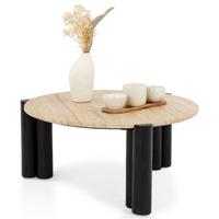 COUCHTISCH TAPTI beige/schwarz - Beige/Schwarz, Holz/Naturmaterialen (80/80/35cm) - IDIMEX