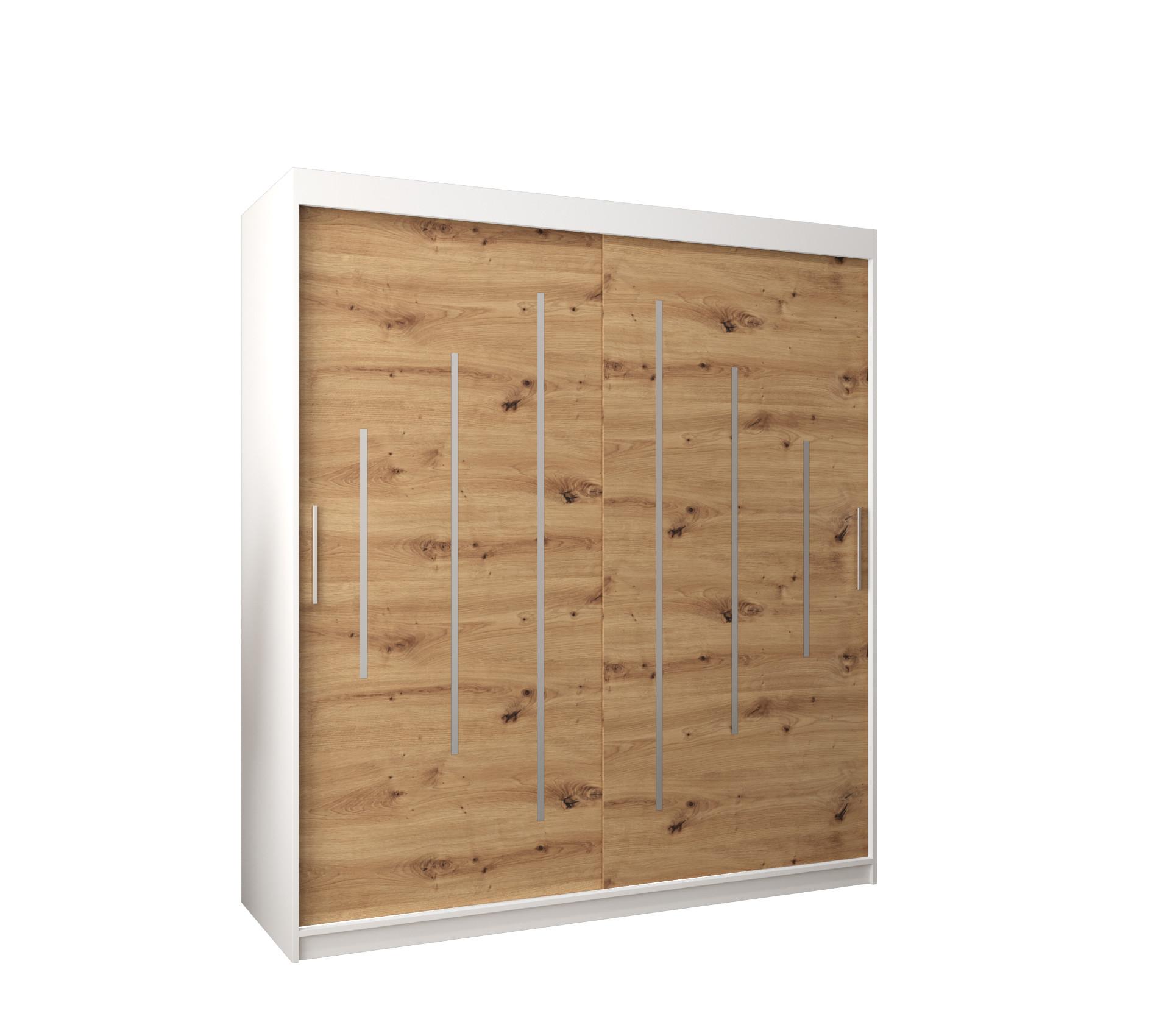 SCHWEBETÜRENSCHRANK 200/180/62 2-türig - Silberfarben/Eiche Artisan, Holz/Kunststoff (180/200/62cm) - Abiks Möbel
