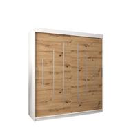 SCHWEBETÜRENSCHRANK 200/180/62 2-türig - Silberfarben/Eiche Artisan, Holz/Kunststoff (180/200/62cm) - Abiks Möbel