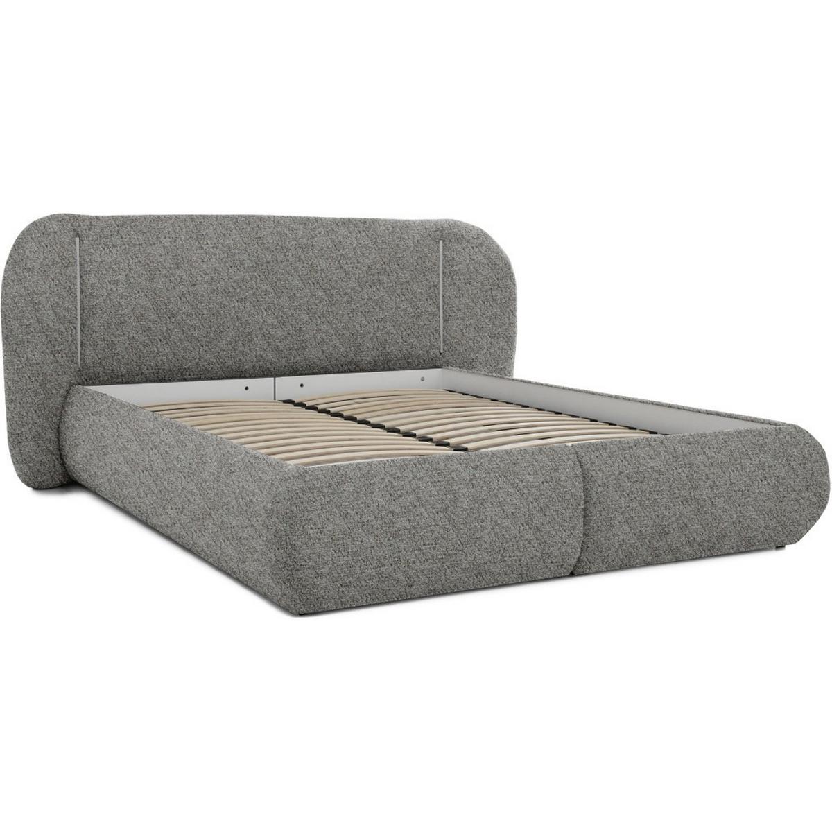 POLSTERBETT Corfu mit LED-Beleuchtung, mit Bettkasten, rundliche Formen, 140x200, Grau - Grau, Textil/Metall (140/200cm) - Beautysofa