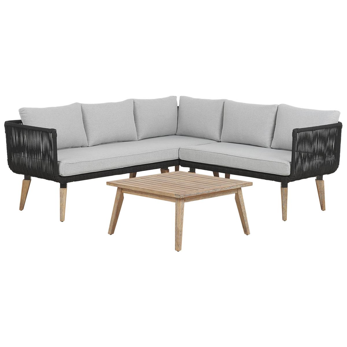 LOUNGE-SET 5-Sitzer Akazienholz Schwarz Alcamo - Schwarz, Holz - Beliani