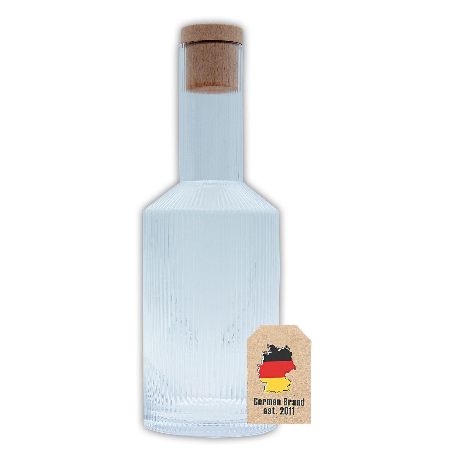 GLASKARAFFE mit goldenen Rand und Korken 1.7 Liter - Transparent, Glas (1.7L) - Intirilife