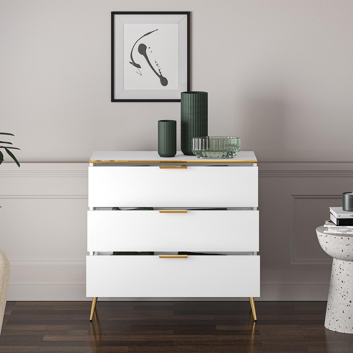 KOMMODE Zora Weiß - Weiß, Holzwerkstoff (92/88/40cm) - Petits-meubles