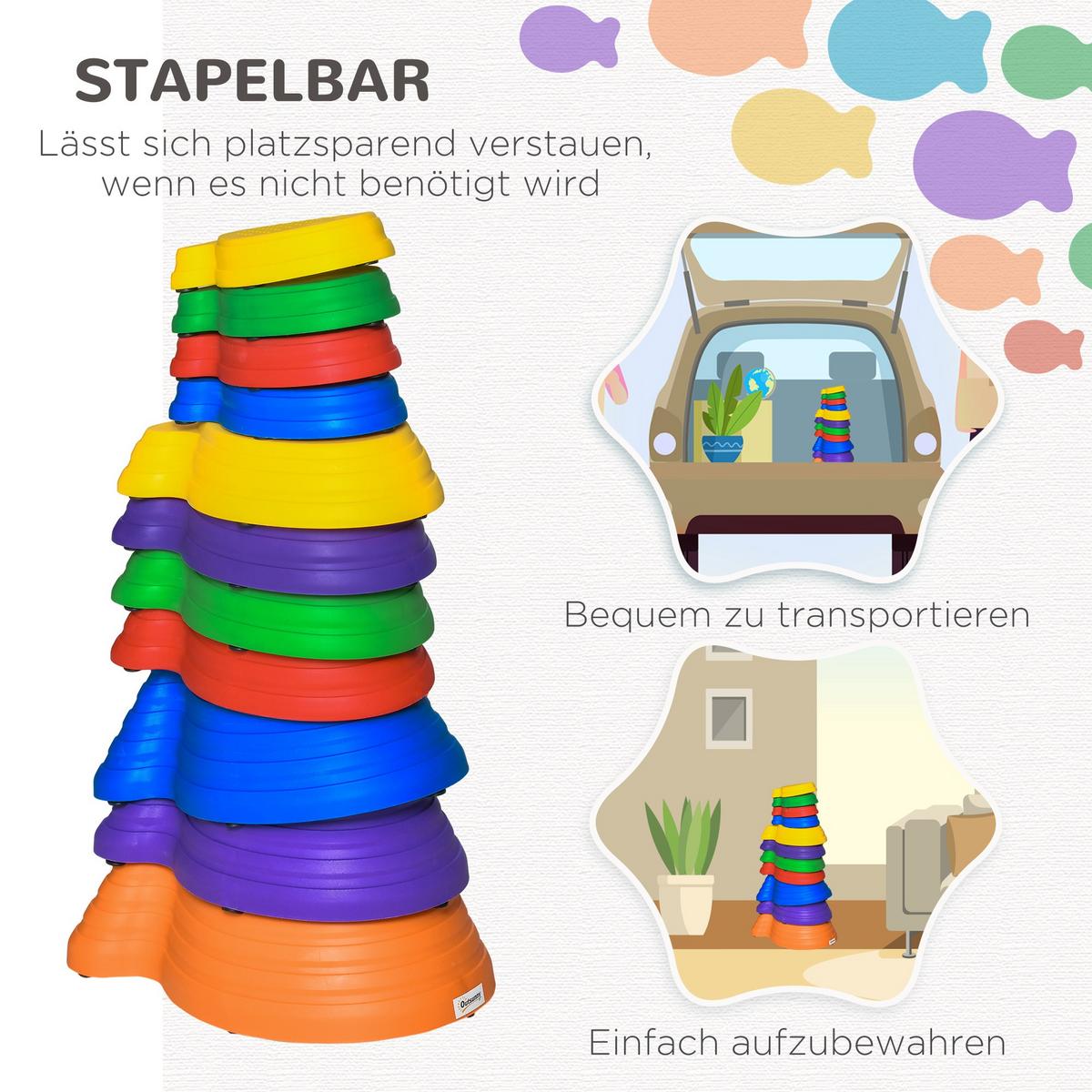 BALANCIERSTEINE für Kinder Flußsteine 11-teiliges Balance Steine - Multicolor, Kunststoff (31/20/42cm) - Outsunny