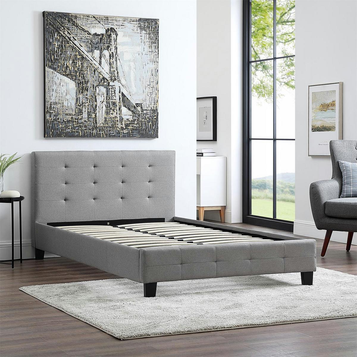 POLSTERBETT NEBRASKA 120X200 CM - Grau, Textil (120/200cm) - CARO-Möbel