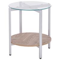 BEISTELLTISCH Silber/Heller Holzfarbton Lovell - Hellbraun/Silberfarben, Metall (50/50/55cm) - Beliani