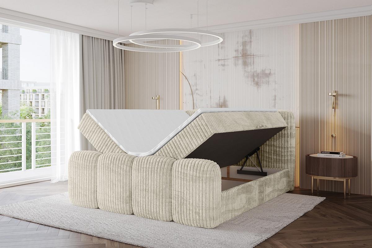 BOXBETT mit Matratze H4 und Lattenrost - NINA-Z - 180x200 cm Tila - Creme - Magnolie, Holzwerkstoff (180/200cm) - ALTDECOR