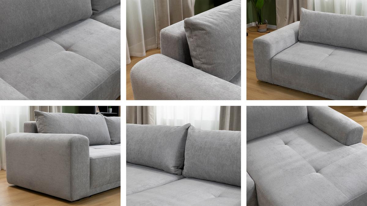 ECKSCHLAFSOFA Passo, Seite: Links - Hellgrau/Schwarz, Holz/Kunststoff (265/166cm) - MIRJAN24