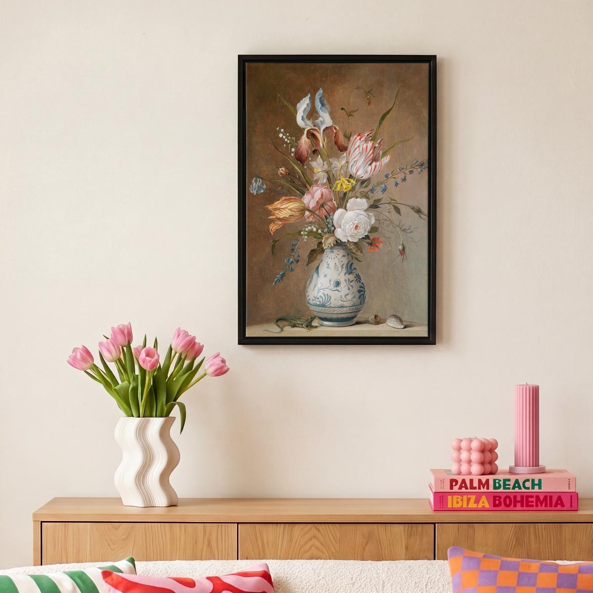 LEINWAND Bilder mit Rahmen - Alte Meister - Blumen - Balthasar van der Ast - 20x30 - Hellbraun, Textil (20/30cm) - MuchoWow