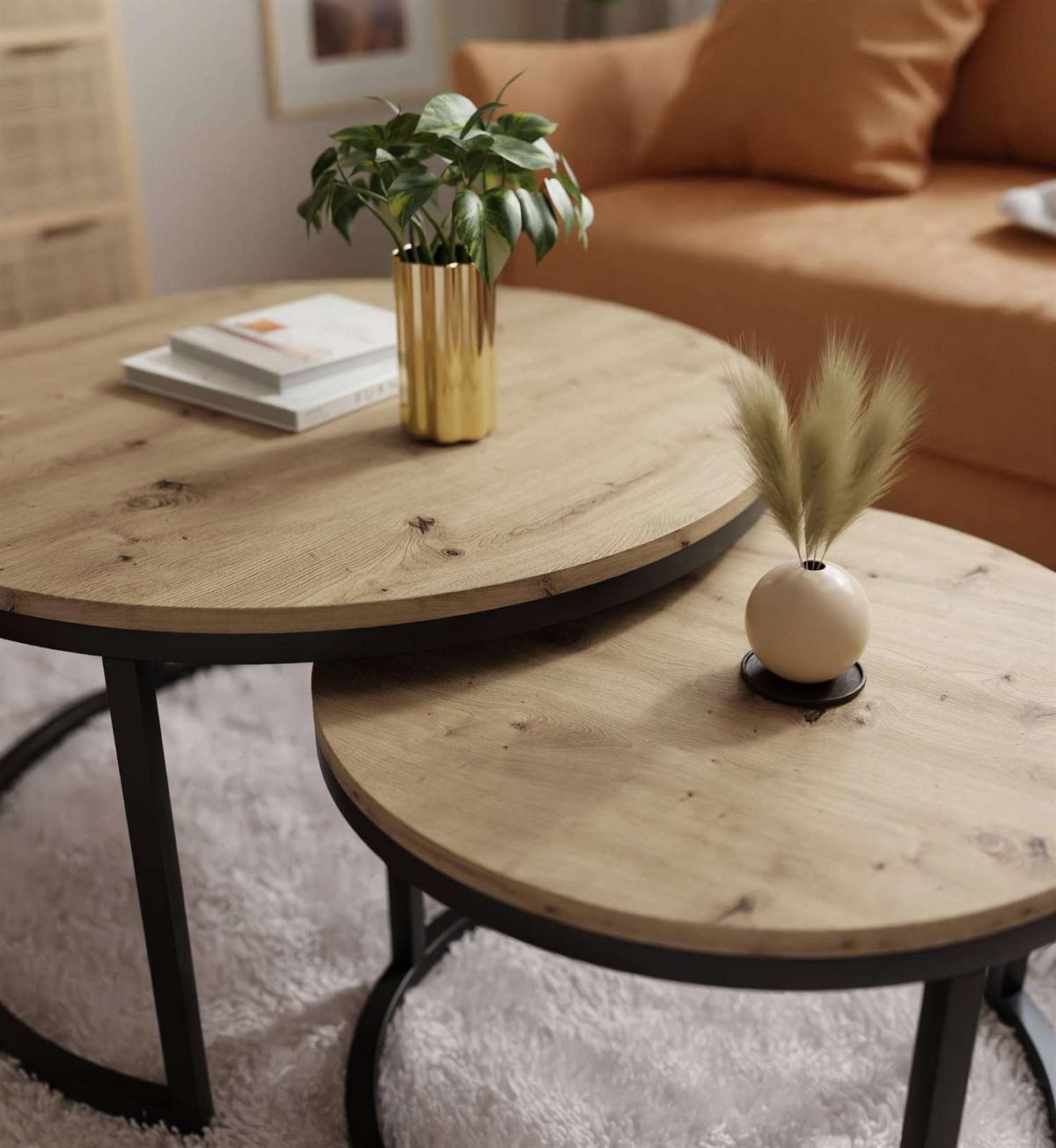 COUCHTISCH CIRI 2-in-1 Eichenholz Artisan - Schwarz, Holzwerkstoff (80/80/48cm) - Lookway