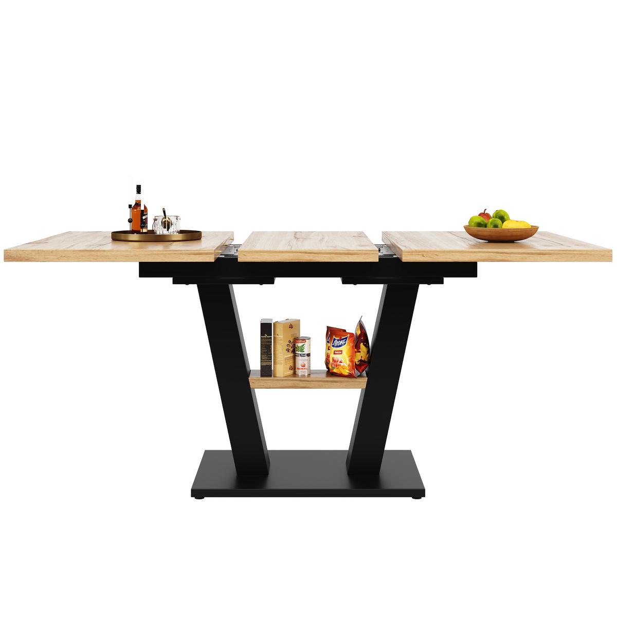 ESSTISCH Schwarzes und natürliches Holz 157/70/75 cm - Weiß, Holz/Metall (70/157/75cm) - Urban Meuble