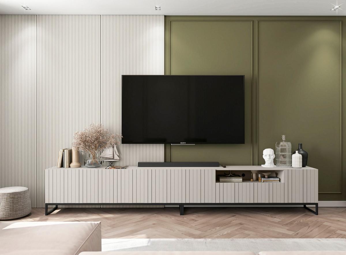 TV-SCHRANK Elpis2 Kaschmir Matt mit Metallrahmen Glamour 150 cm - Kaschmir, Holzwerkstoff (150/51.5/36.5cm) - Meble Lindner