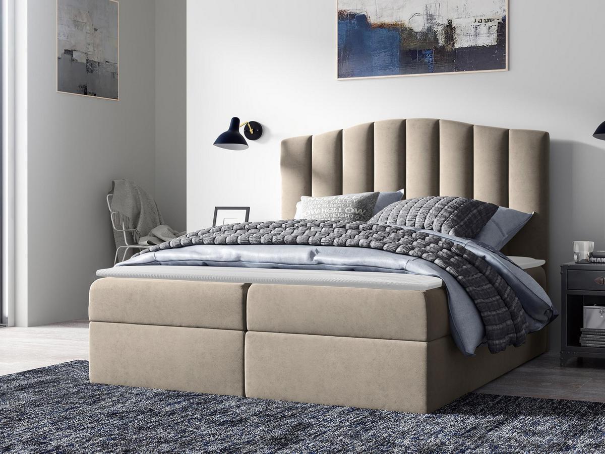 BOXBETT Lindos - H3 - Creme, Holz (160/200cm) - MIRJAN24