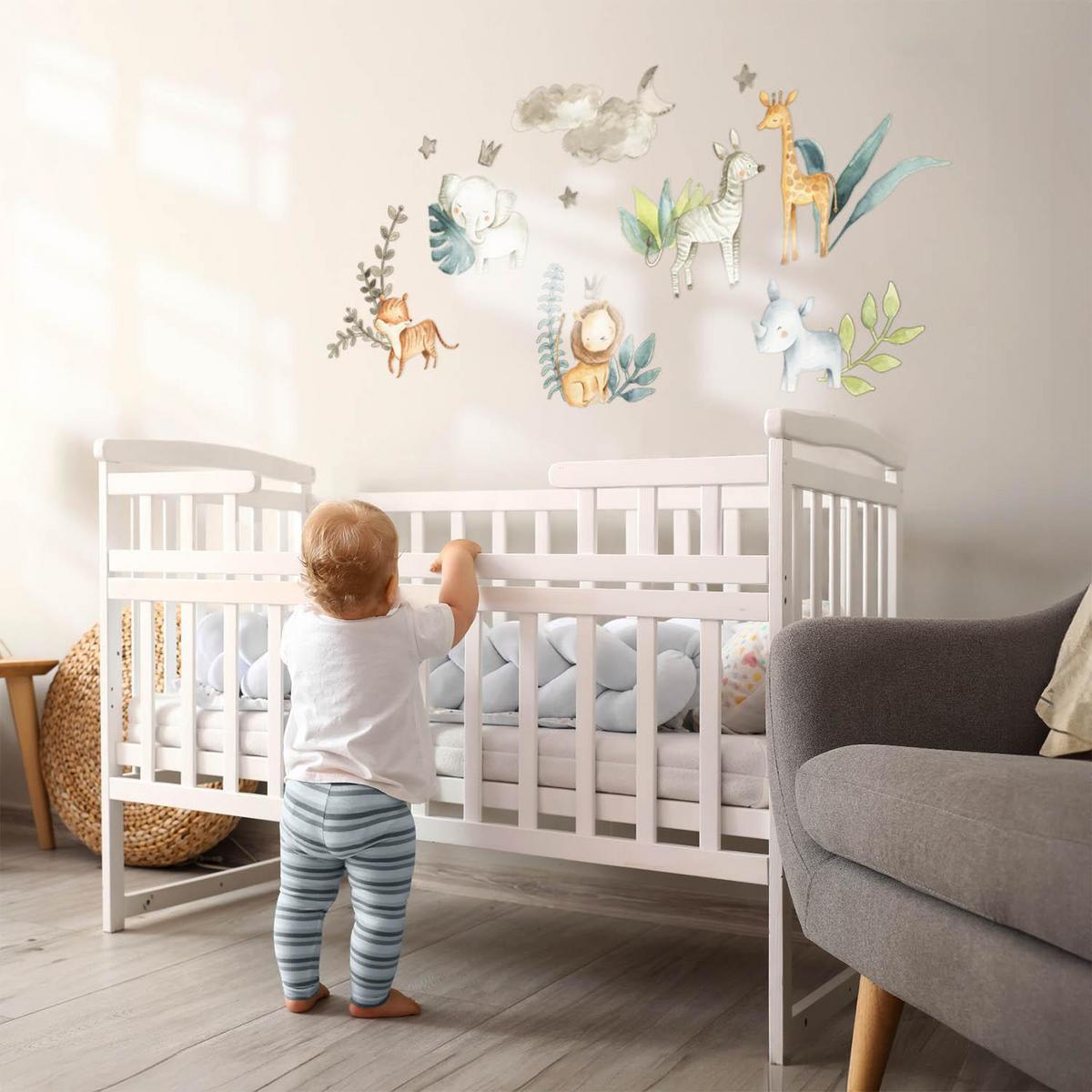 WANDAUFKLEBER 130x206cm - Wilde Safari - Multicolor, Kunststoff (130/206/0.1cm) - Wallfluent