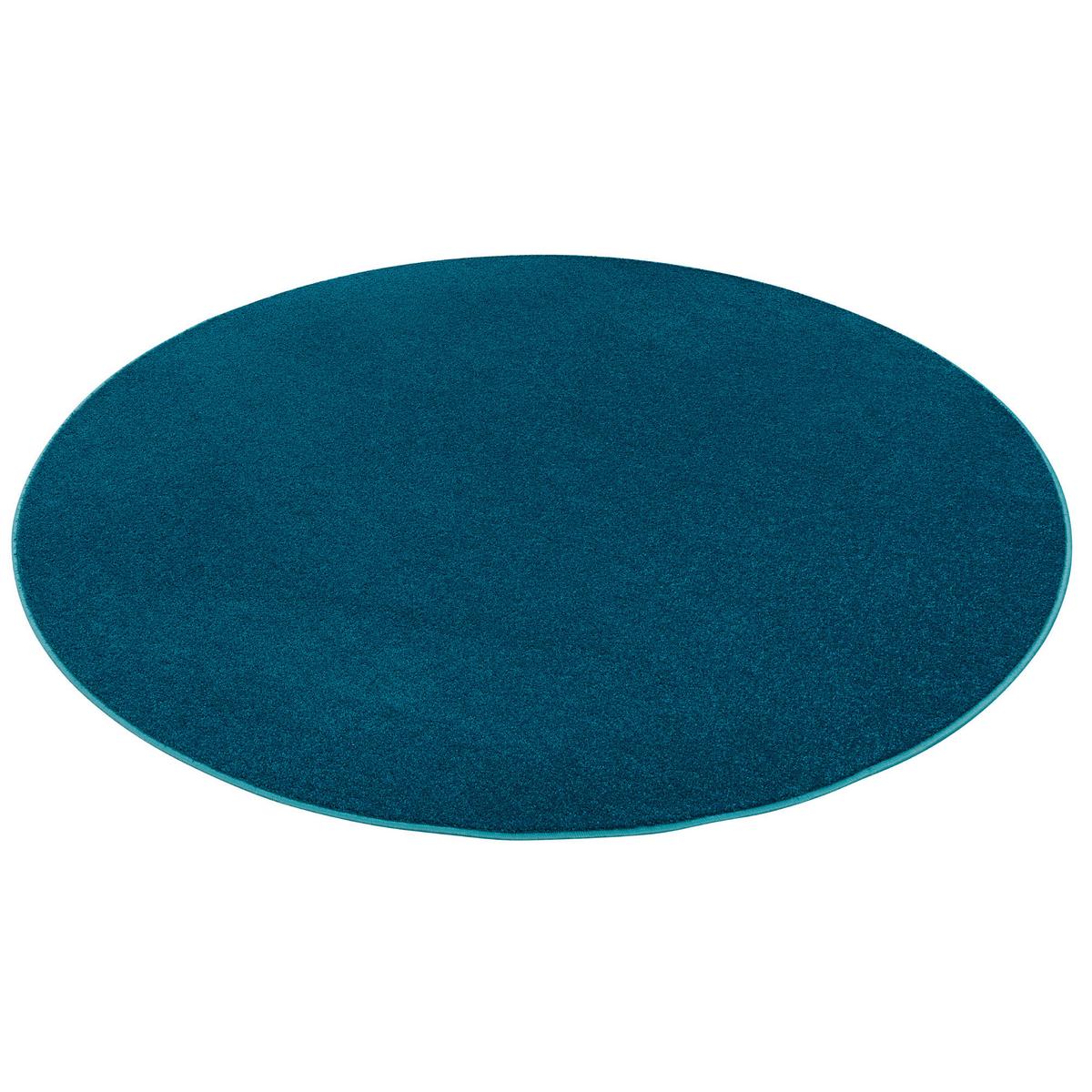 HOCHFLOR VELOURS TEPPICH LUNA RUND - Petrol, Textil (100/100cm) - Snapstyle