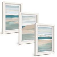 BILDER SET 3er Set - 20x30 cm Weißer Rahmen - Abstrakte blaue Landschaften - Weiß, Kunststoff (20/30cm) - TULUP