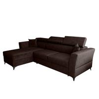 ECKSOFA L Form Ribella Braun 265/180/100 cm Links mit Schlaffunktion - Schwarz/Braun, Textil/Metall (180/265cm) - AX Living