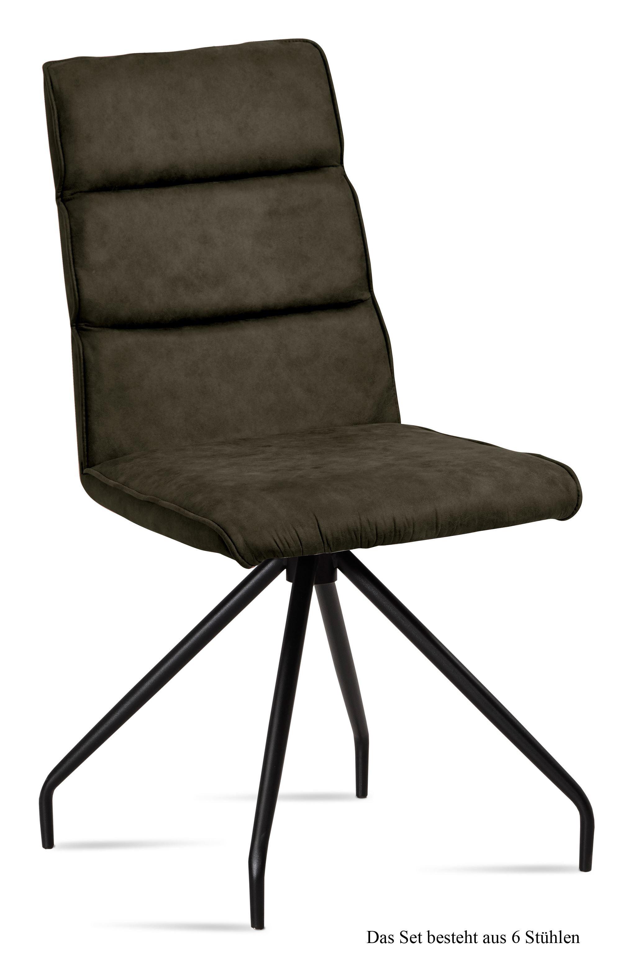 ESSZIMMERSTUHL (6er-Set) Devnet 47x92x60 Schwarz/Khaki - Dunkelgrün/Schwarz, Kunststoff (60/92/47cm) - 58aufmkessel