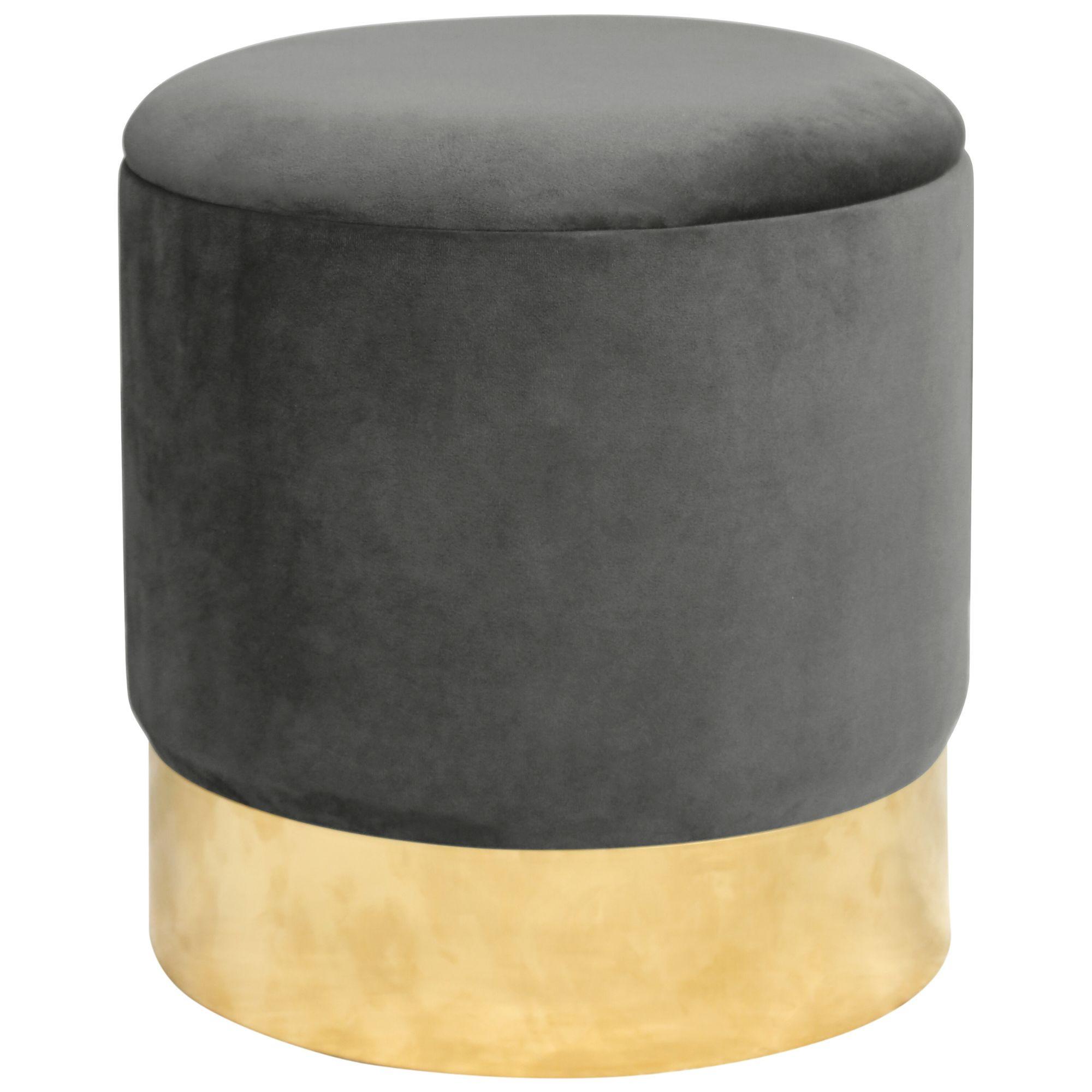SITZHOCKER mit Stauraum, Polsterhocker Graphit 39/40/39 - Dunkelgrau, Textil (39/40/39cm) - RAUMHIRSCH FURNITURE