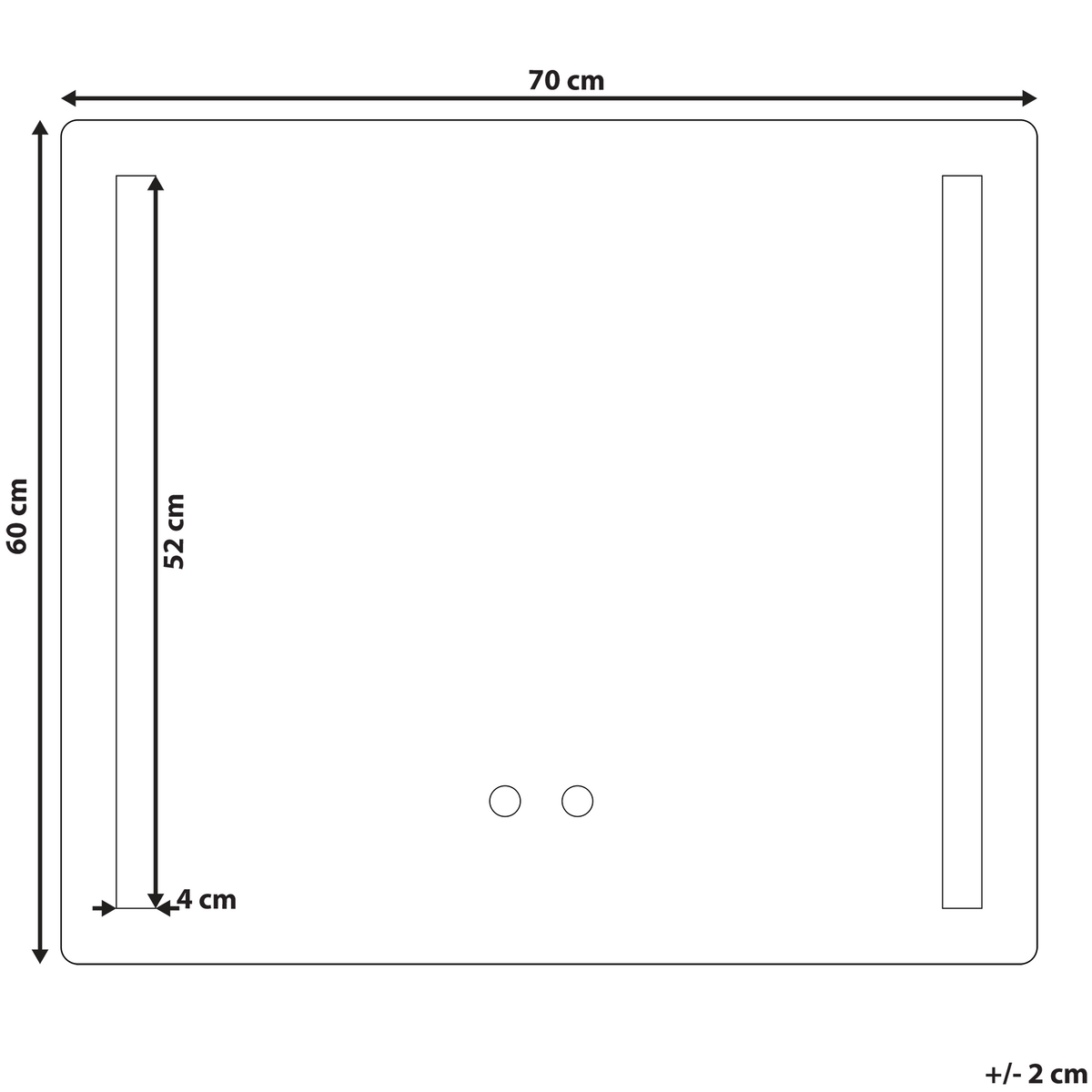 BADSPIEGEL mit LED-Beleuchtung rechteckig 60/70 cm Lirac - Silberfarben, Glas (70/60/4cm) - Beliani