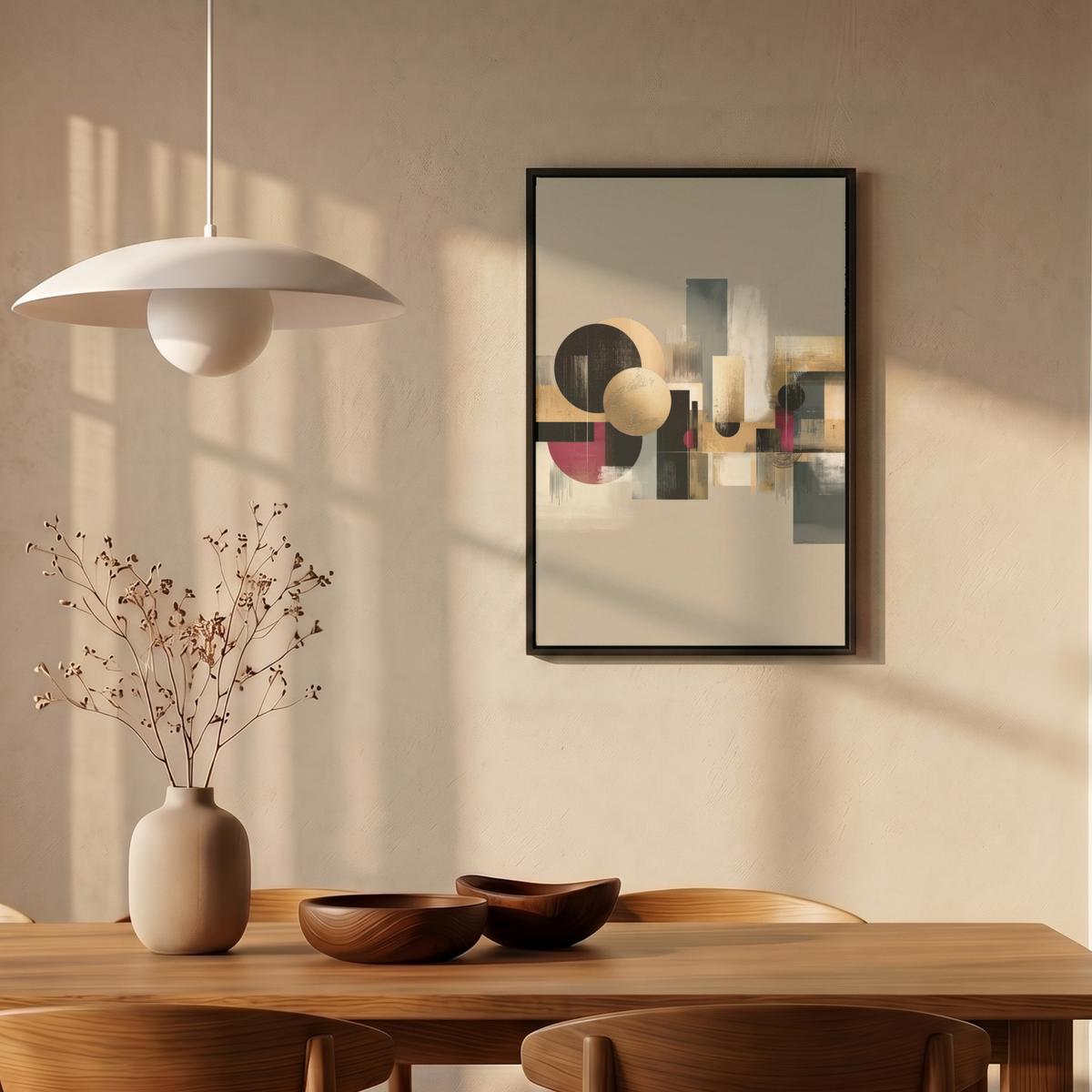 LEINWAND Bilder mit Rahmen - Abstrakt - Formen - Beige - Texturen - 40x60 - Beige, Textil (40/60cm) - MuchoWow