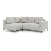 ECKSOFA Cardea in Bubble-Optik aus weichem Hellgrau Strukturstoff mit hohem Sitzkomfort - Ottomane links - Hellgrau/Schwarz, Holz/Textil (170/230cm) - S-Style Möbel