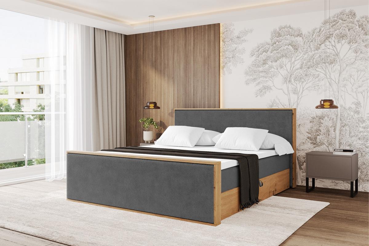 BOXBETT LOLLI9 -Z 120x200 - H3 Dunkelgrau - Graphitfarben, Holzwerkstoff (120/200cm) - ALTDECOR