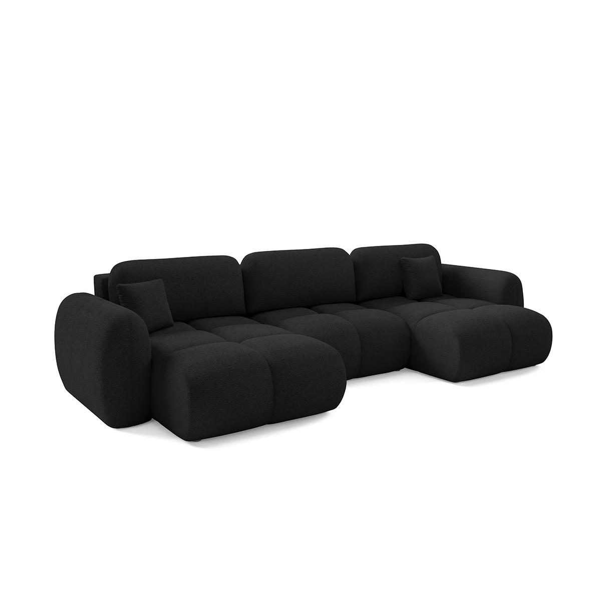 PANORAMASOFA Livio 4 Sitzplätze Schwarz - Schwarz, Holz (370/95/165cm) - Petits-meubles