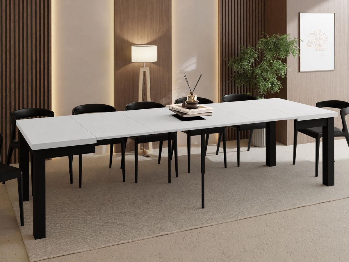 ESSTISCH Toren ausziehbar verlängerbar quadratisch, Weiß 80-280/80/76.5 cm - Schwarz/Weiß, Holz/Holzwerkstoff (80/280/76.5cm) - WFL GROUP