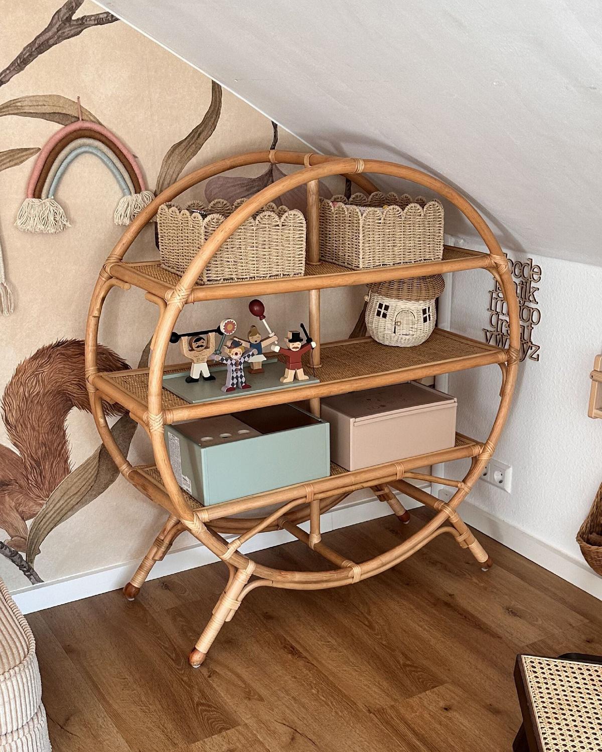 REGAL 3 Fächer Tuvalu II - Naturfarben, Naturmaterialien (100/109/42cm) - Beliani