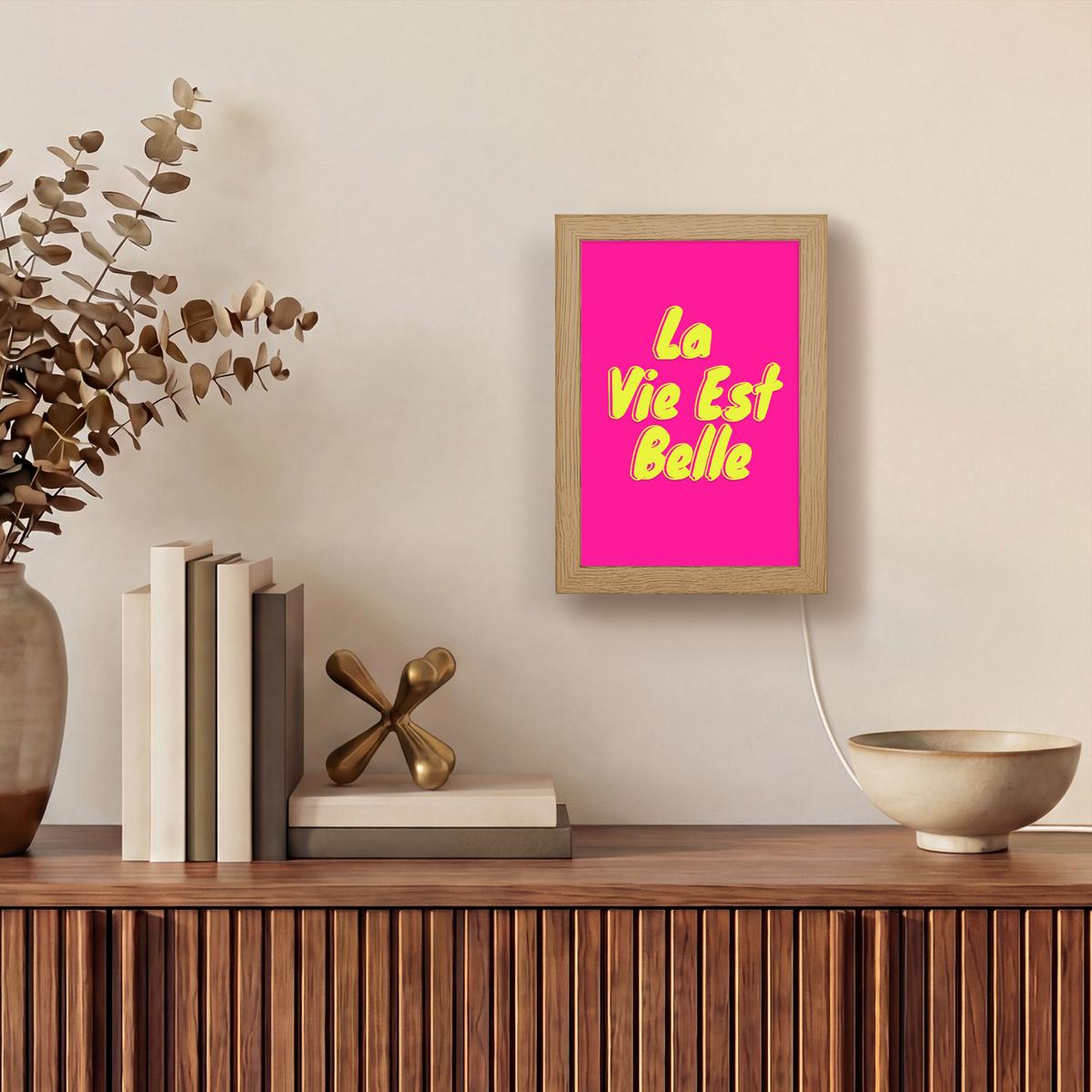 WANDLEUCHTE Zitat - Retro - Rosa 15x20 cm - Pink, Holzwerkstoff (15/20/8cm) - OnlyWow