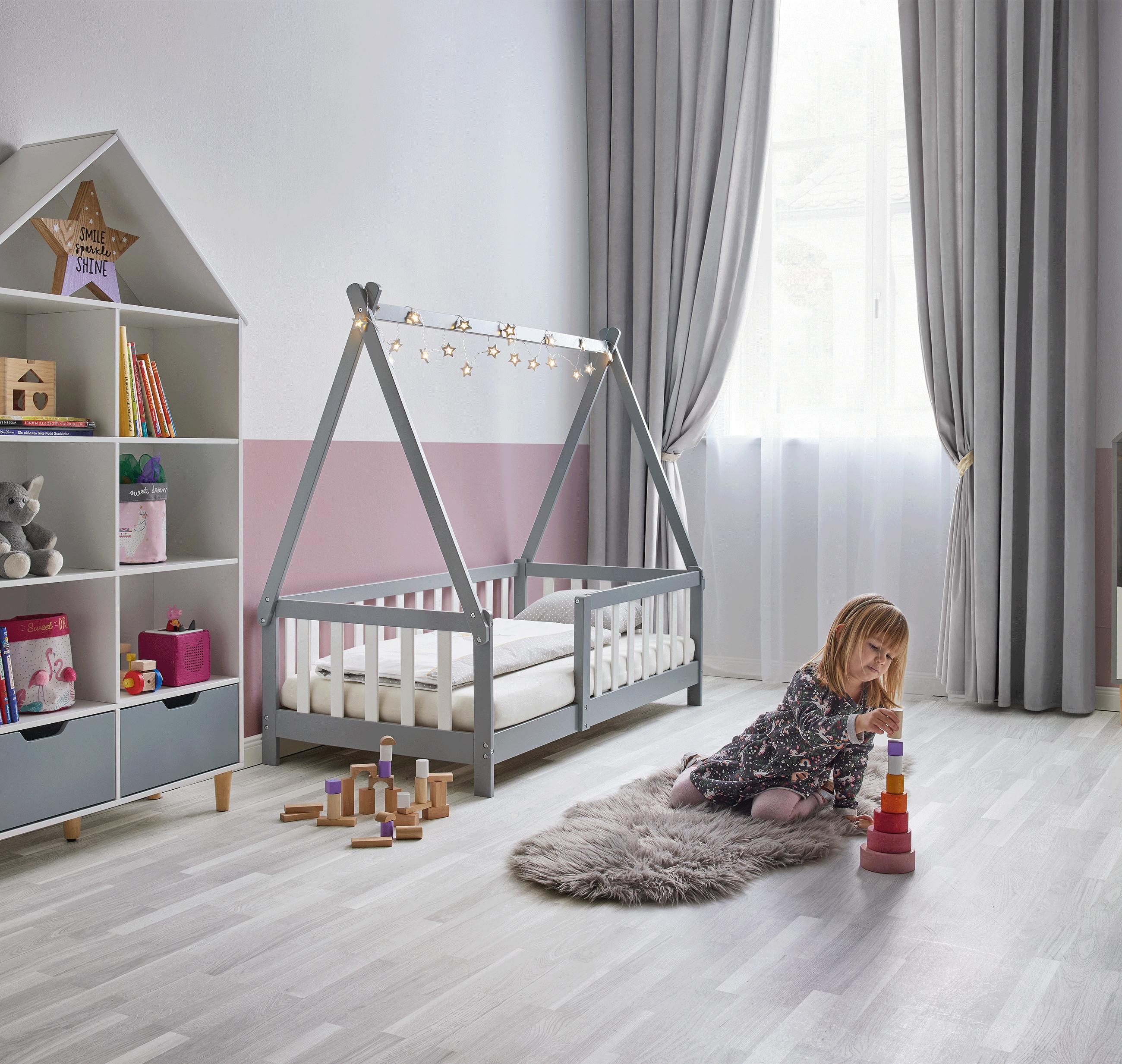 Kinderzimmermöbel Schrank Gitterbett in weiß 