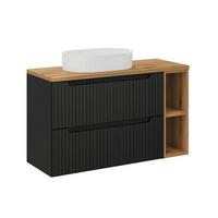 WASCHTISCH 100.4cm Riva Schwarz und Holz - Schwarz, Holzwerkstoff (100.4/59/40cm) - Petits-meubles
