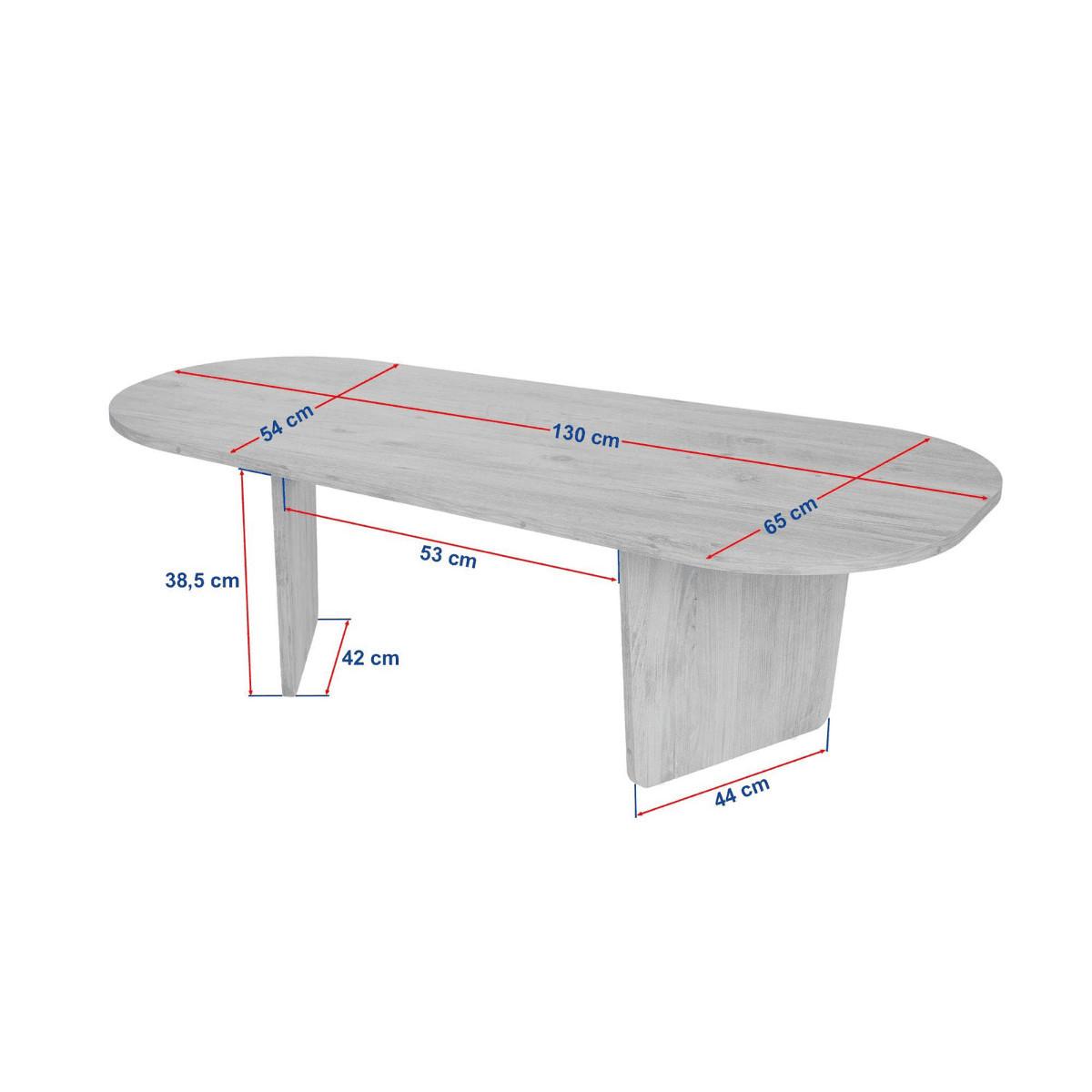 COUCHTISCH mit abgerundeter Tischplatte L130 cm 65/130/40 cm - Naturfarben, Holzwerkstoff (70/65/40cm) - Calicosy
