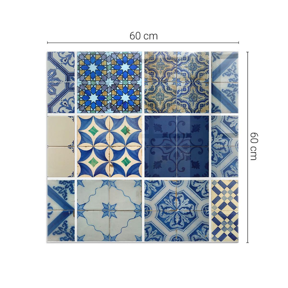 GLASPLATTE für Kamin 60x60 cm - Blau, Glas (60/60/0.4cm) - TULUP