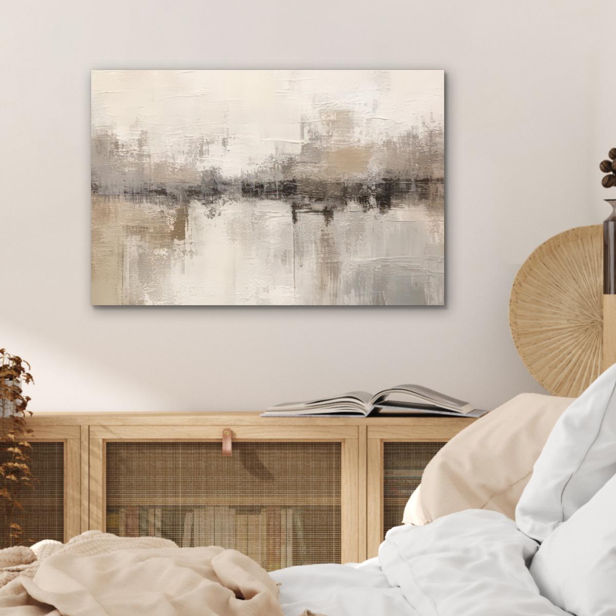 METALLBILD Moderne Kunst - Abstrakt - Beige Wandbild 60x40 cm - Beige, Metall (60/40cm) - MuchoWow