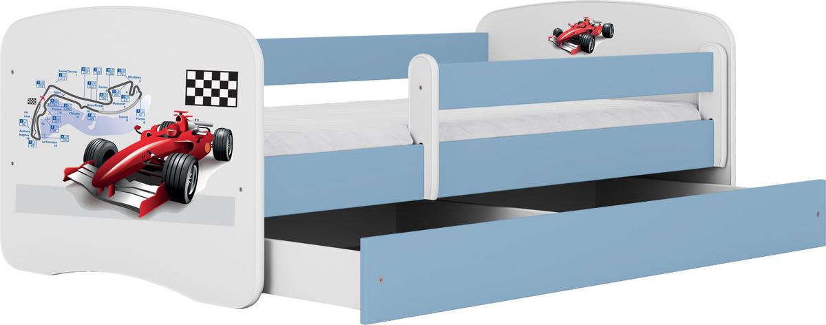 KINDERBETT Emily mit Schublade und Matratze, Blau 80x160 cm - Kirschrot, Holzwerkstoff (160/80cm) - WFL GROUP