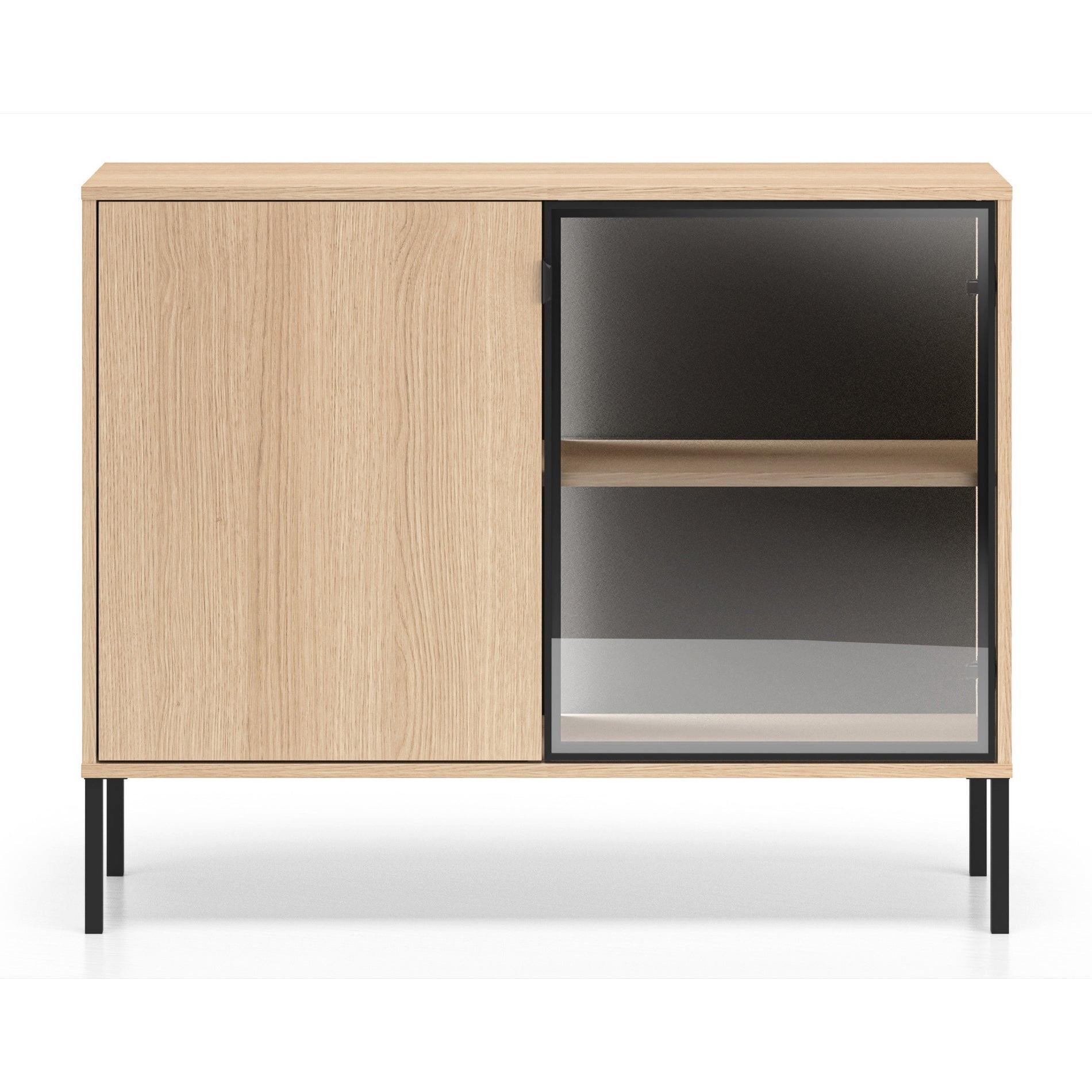 SIDEBOARD Barnee Eichenholzoptik 107 cm - Beige/Schwarz, Holzwerkstoff/Metall (107/86/40cm) - Selsey