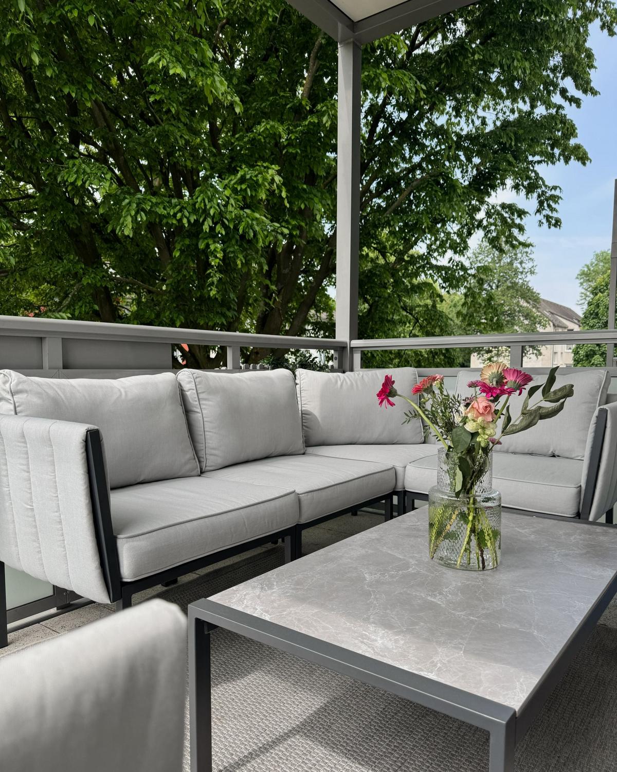 GARTENLOUNGE 5-Sitzer Grau Skala - Grau, Metall - Beliani