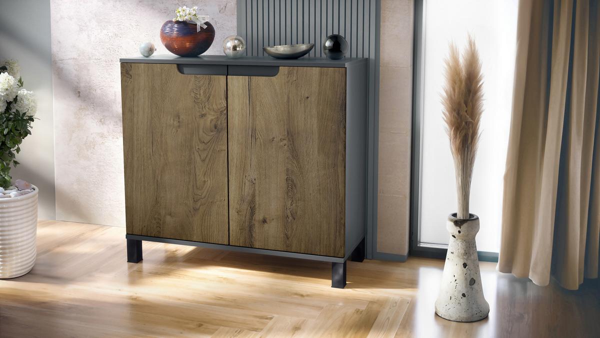 KOMMODE Sylt Eiche Ribbeck - Alteiche, Holzwerkstoff (92.5/84.5/35cm) - Vladon