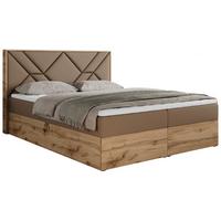 BOXBETT GUNAR - 160/200 Braun Kunstleder - H4 - Braun, Holz/Textil (160/200cm) - MKS