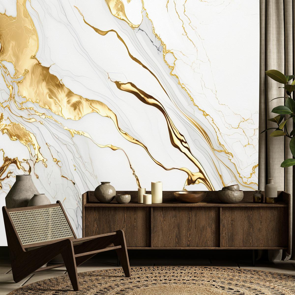 FOTOTAPETE Marmor Abstraktion Glamour Stil 500x350 - Gelb/Beige, Papier (500/350cm) - Muralo