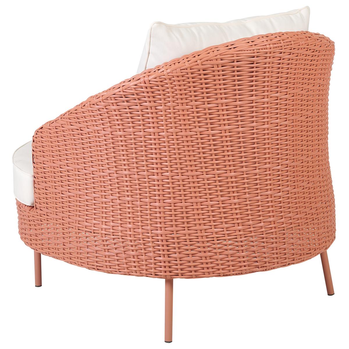 SESSEL mit Ottomane Rattan PE pfirsichrosa Arcille - Rosa, Kunststoff (80/80/151cm) - Beliani