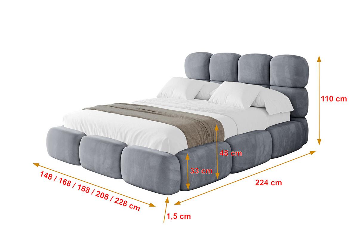 POLSTERBETT mit Bettkasten und Lattenrost, Bett mit Matratze H3/H4 - NOMA 180x200 Grau - Grau, Holzwerkstoff/Textil (180/200cm) - ALTDECOR