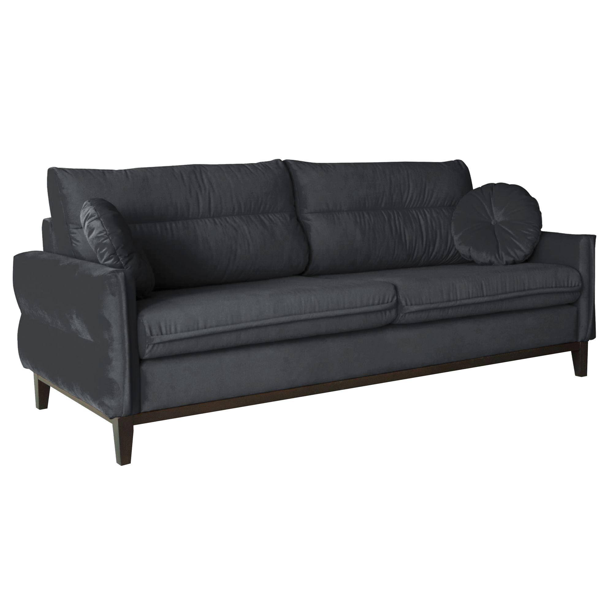 SOFA 2-SITZER Belweder, 220 cm, Dunkelgrau, Veloursstoff - Wengefarben/Dunkelgrau, Holz/Textil (218/95/94cm) - Beautysofa