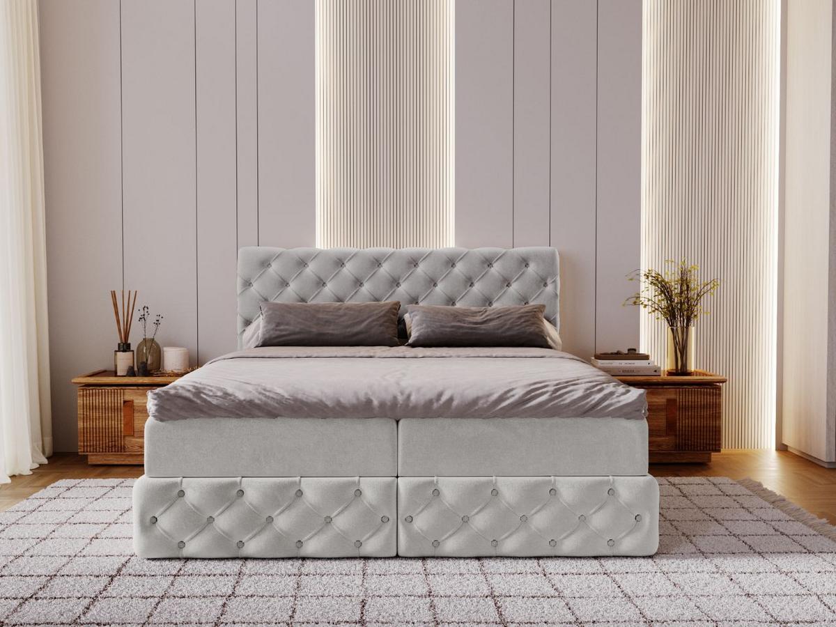 BOXBETT Canolo 160x200 Hellgrau - Hellgrau, Holz/Textil (160/200cm) - Graingold