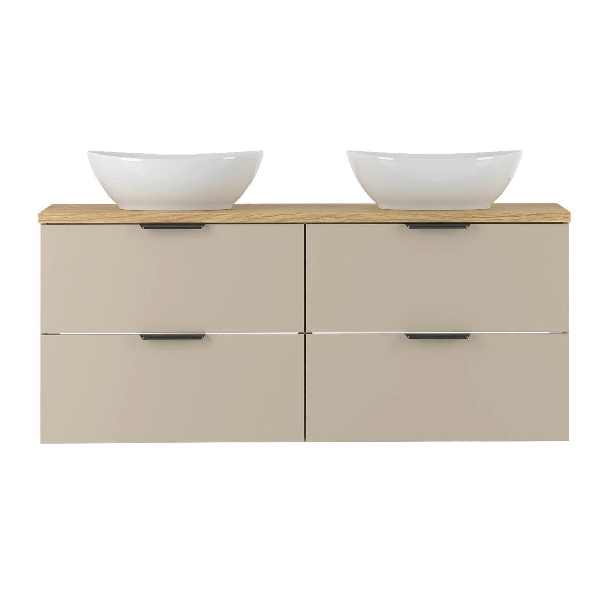 DOPPELWASCHTISCH 120.6cm Astrid Kaschmir und Holz - Beige, Holzwerkstoff (120.6/52.2/46.5cm) - Petits-meubles