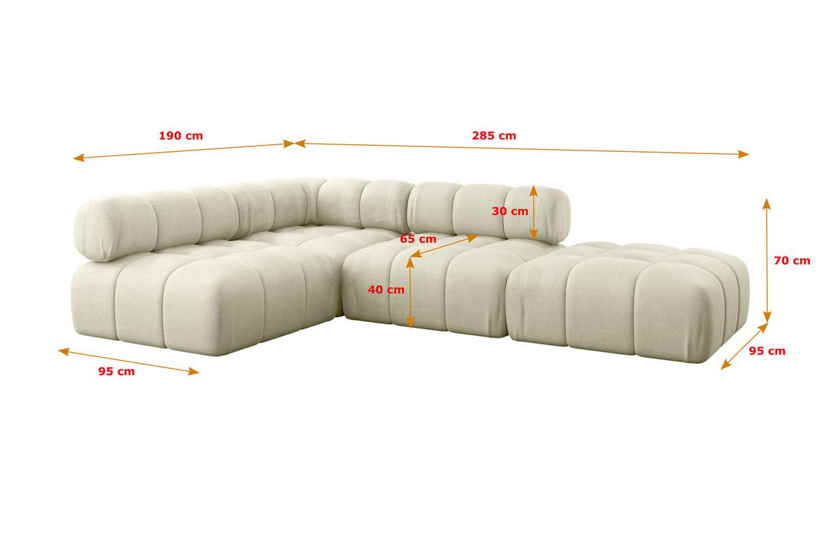 ECKSOFA modulares Sofa Favio-L1 - 285x190x70 cm Beige Velours - Beige, Holzwerkstoff/Textil (285/190cm) - ALTDECOR