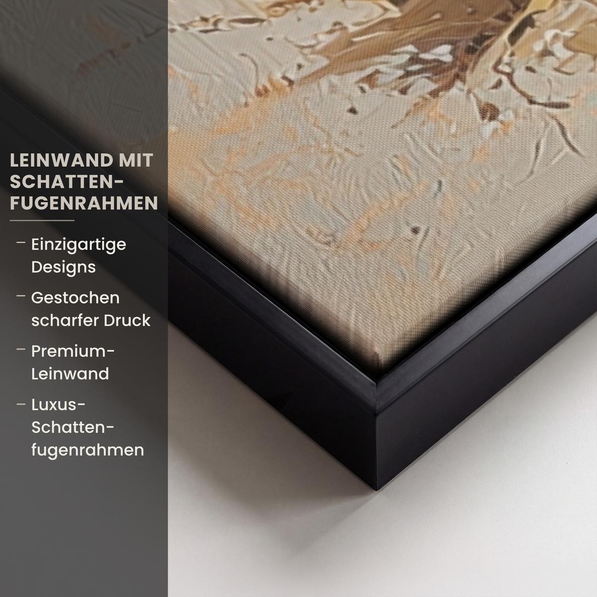 LEINWAND Bilder mit Rahmen - Osterhase - Pastell - Eier - 90x90 - Beige, Textil (90/90cm) - MuchoWow