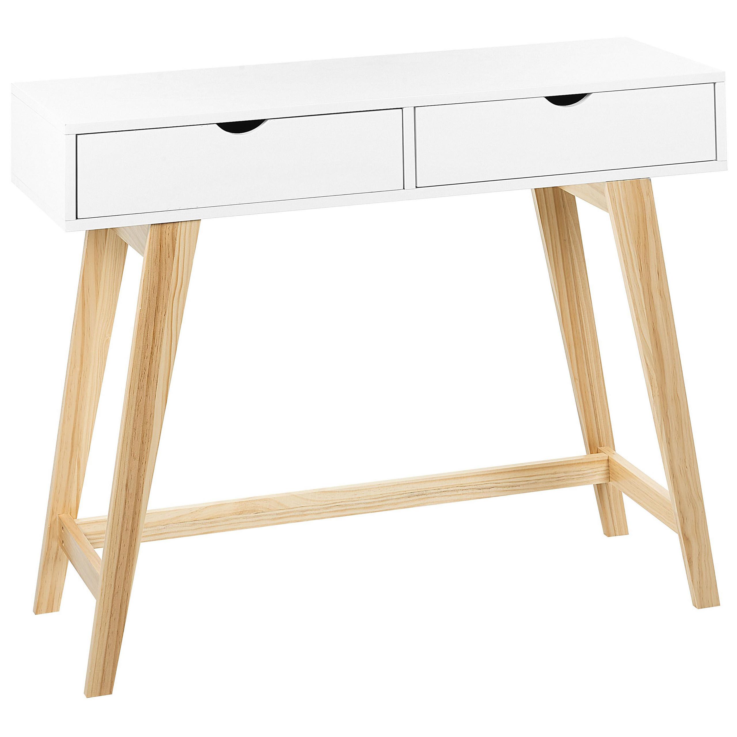 KONSOLENTISCH weiß 2 Schubladen Sully - Hellbraun/Weiß, Holzwerkstoff (35/100/78cm) - Beliani
